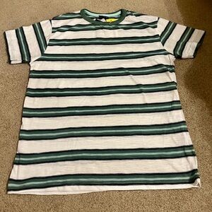 Striped Green and White Kids Short Sleeve Tee